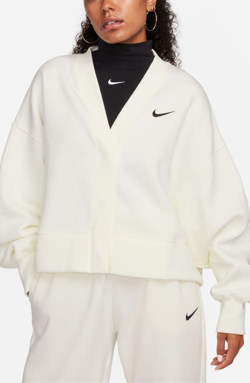 Shop Nike Sportswear Phoenix Fleece Oversize Cardigan In Sail/black