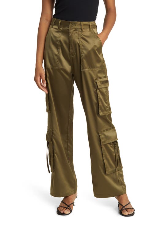 Cailyn Japanese Satin Cargo Pant - Army Green