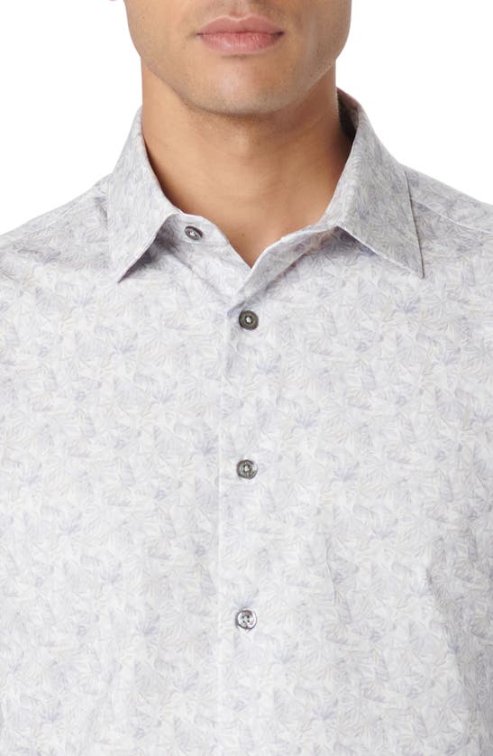 Shop Bugatchi James Ooohcotton® Geometric Print Button-up Shirt In Platinum