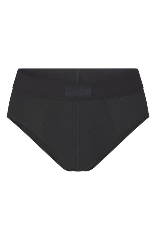 Skims Cotton & Modal Blend Briefs In Onyx