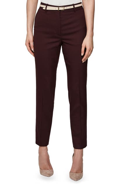 Reiss Lissia Slim Textured Wool Blend Suit Trousers In Berry | ModeSens