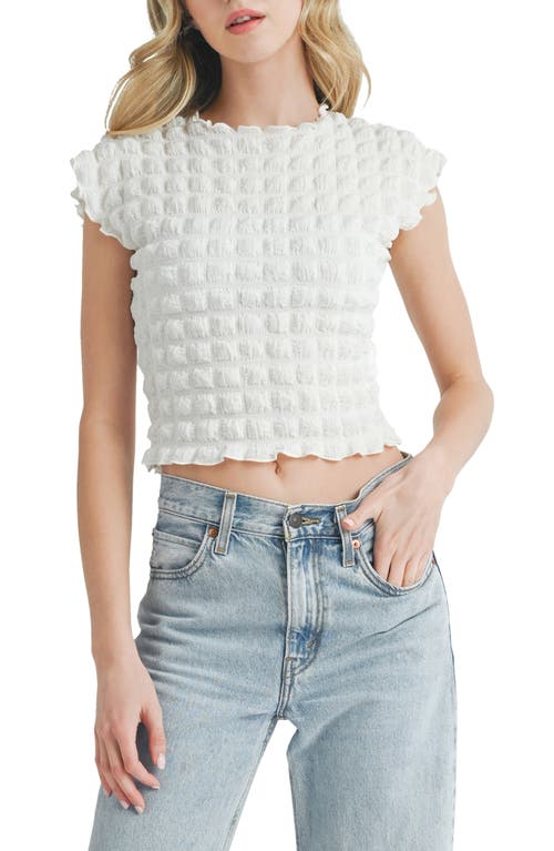 All in Favor Bubble Crop Top in Off White 