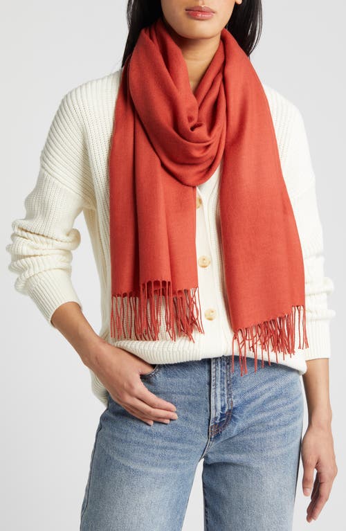 Tissue Weight Wool & Cashmere Scarf in Rust Spice