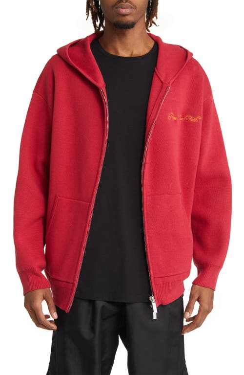 ROSE IN GOOD FAITH Relaxed Zip Hoodie in Red