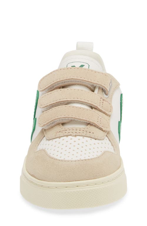 Veja Kids' V-10 Chromefree™ Top Sneaker In Extra-white/ Emeraude