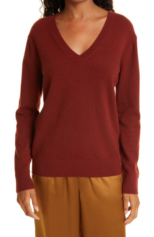 Vince Weekend V-Neck Cashmere Sweater in 528Cur-Currant