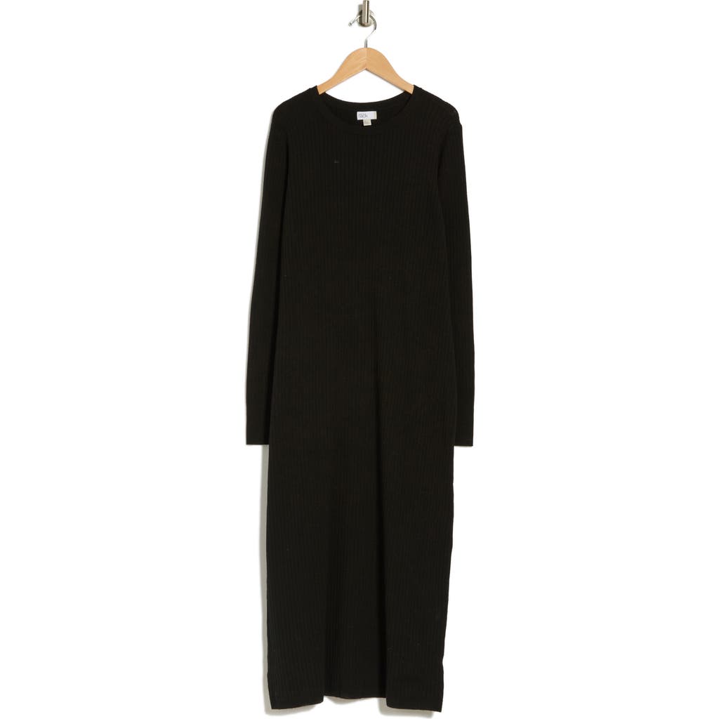 Nordstrom Rack Ribbed Long Sleeve Sweater Dress In Black