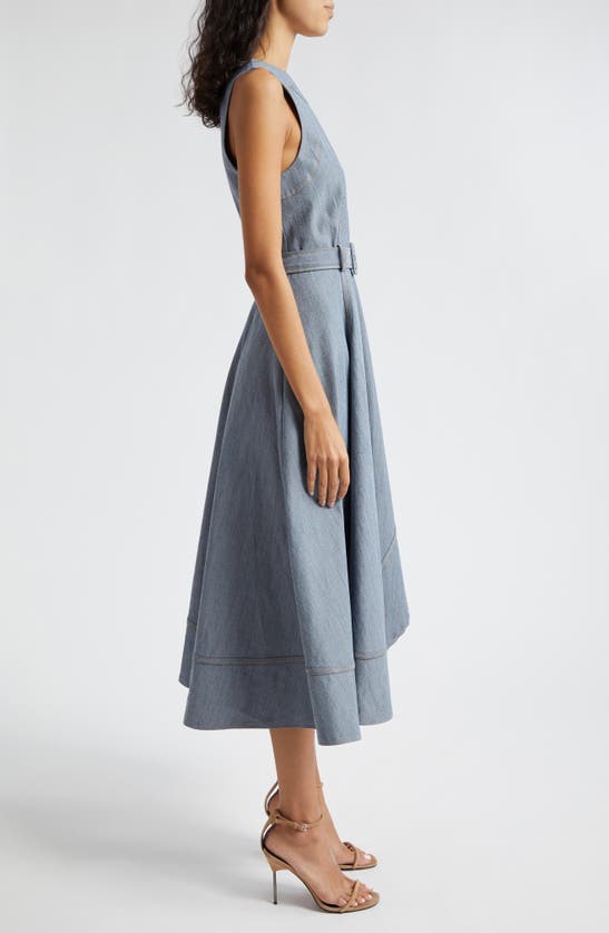 Shop Cinq À Sept Zelda High-low Sleeveless Denim Dress In Light Indigo