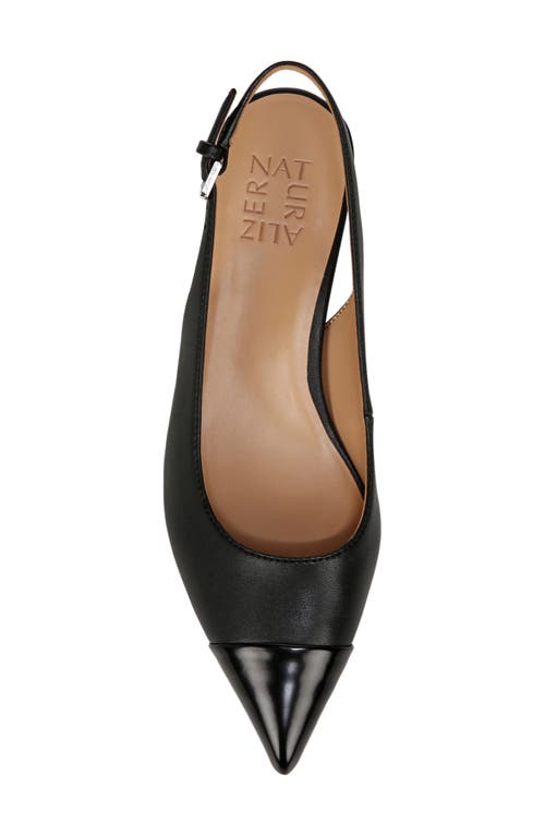 Naturalizer Gazing Womens Adjustable Manmade Slingback Heels In Black Faux Leather