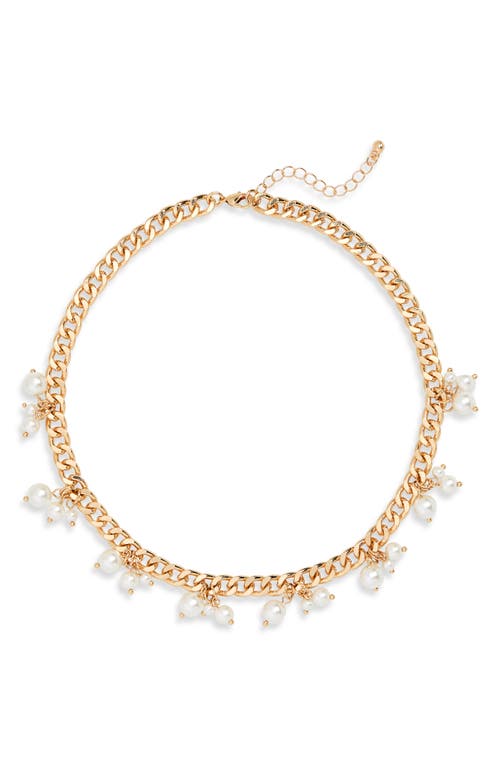 Shop Nordstrom Rack Imitation Pearl Drop Curb Chain Necklace In White/yellow Gold