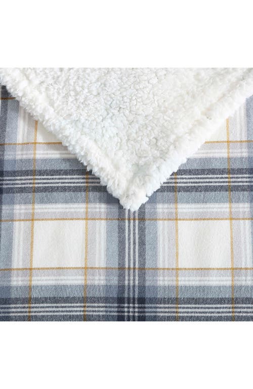 Eddie Bauer Edgewood Plaid Fleece Throw Blanket In Grey