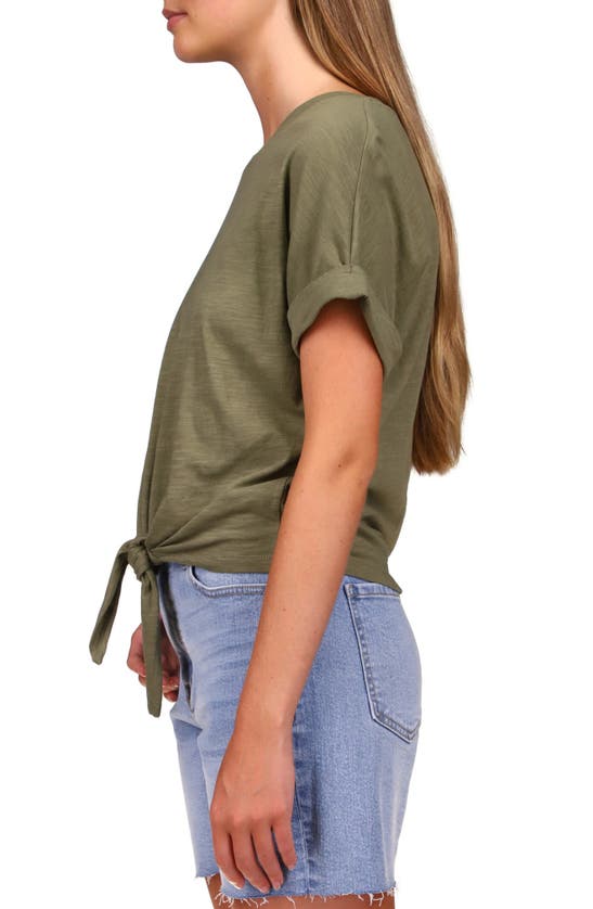 Shop Sanctuary All Day Tie Waist T-shirt In Trail Gree