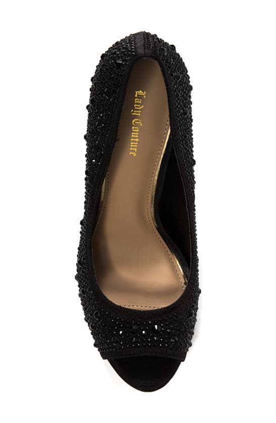 Lady Couture Lauren Rhinestone Embellished Platform Sandal In Black