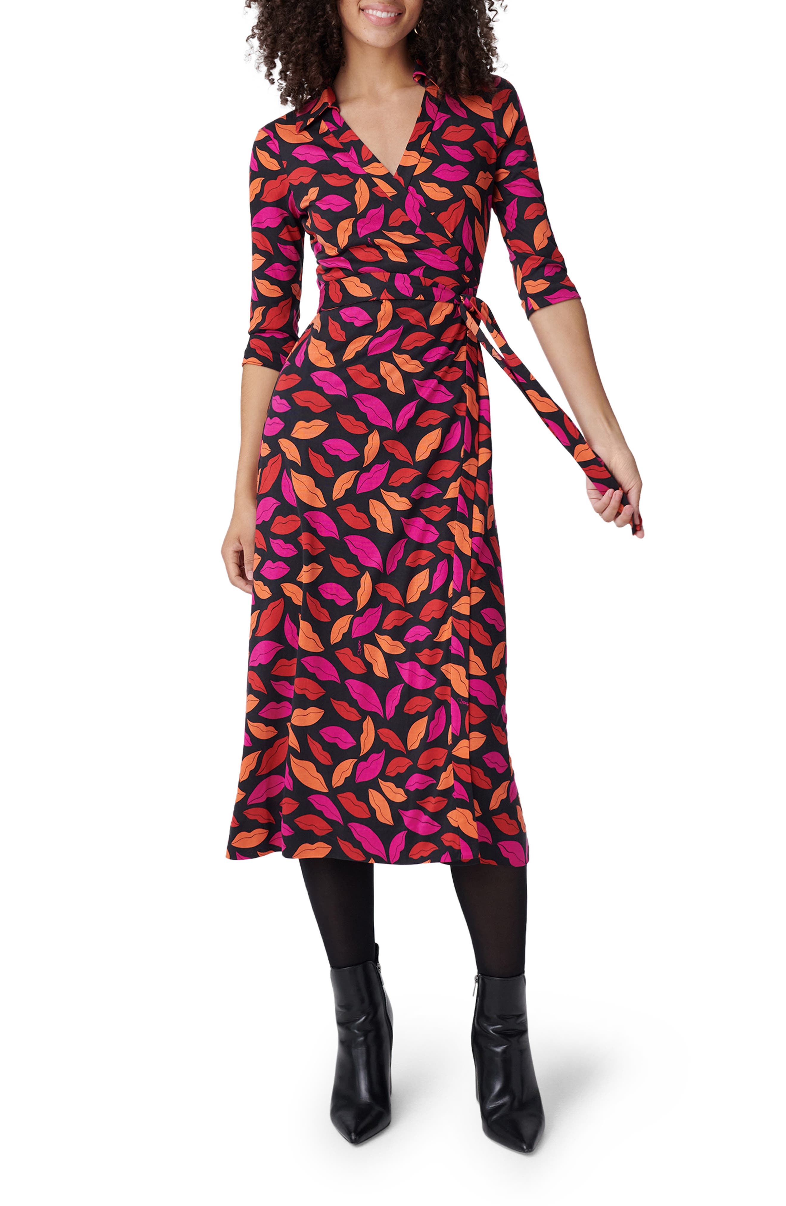 abigail silk jersey midi wrap dress Diane von Furstenberg in Chain Link Giant Womens dresses