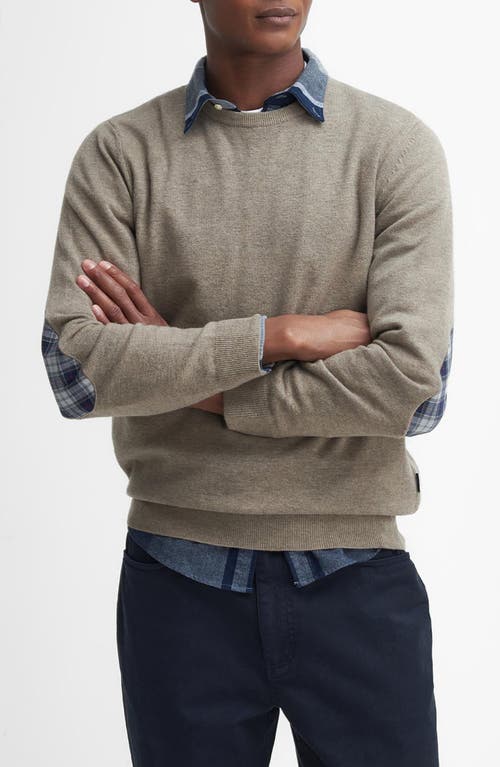 Shop Barbour Marlow Elbow Patch Merino Wool & Cashmere Sweater In Stone