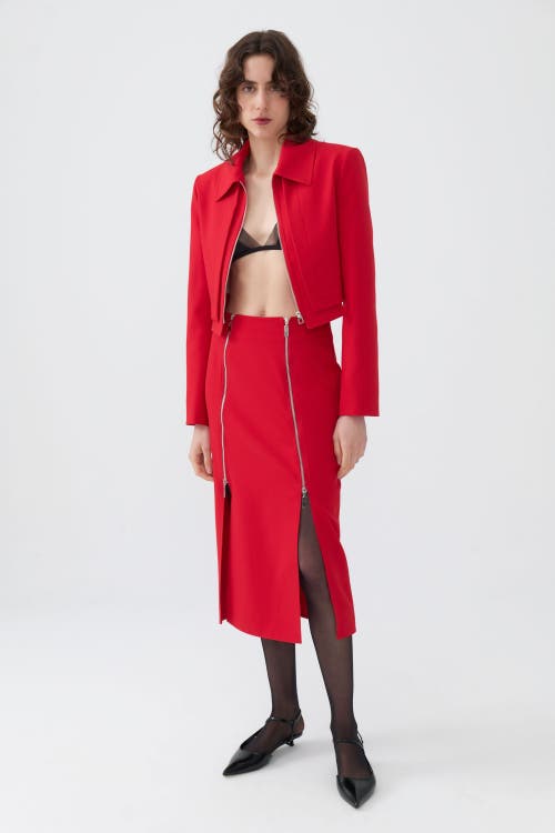 Shop Nocturne Pencil Skirt With Zipper Design In Red