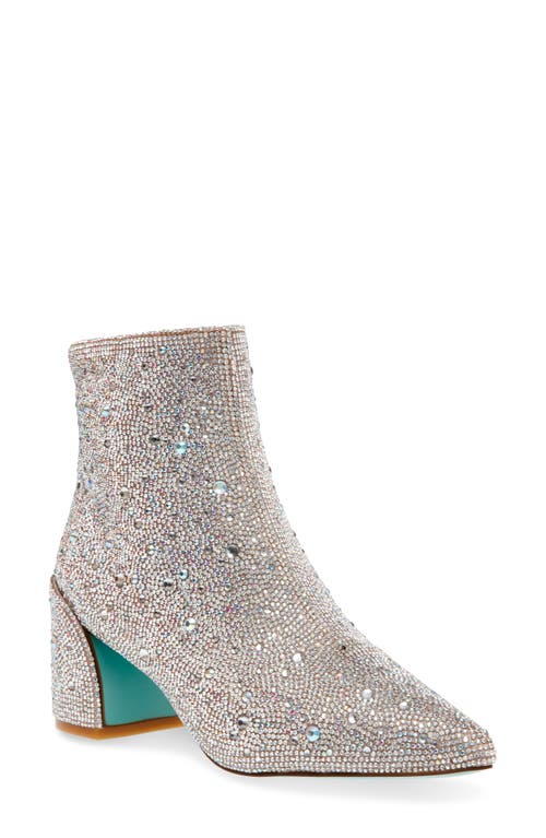 Shop Betsey Johnson Corry Embellished Pointed Toe Bootie In Rhinestone