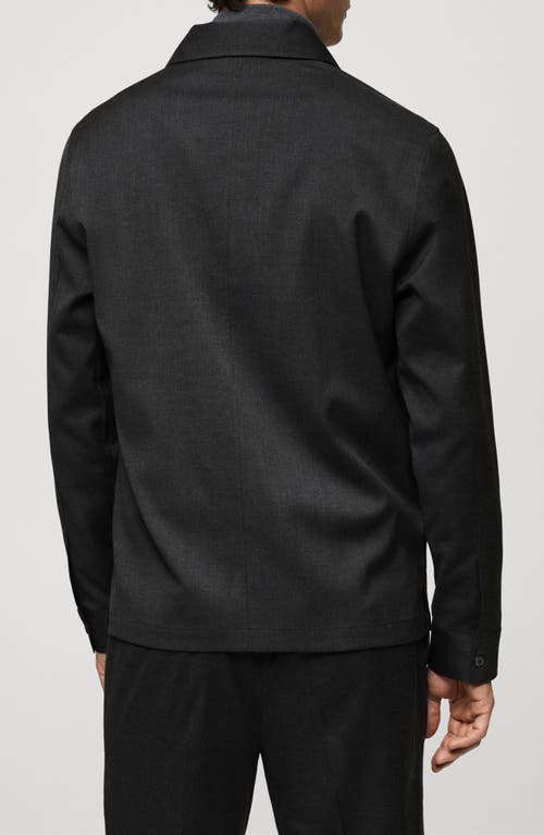 Mango Pocket Slim Fit Overshirt In Dark Heather Grey