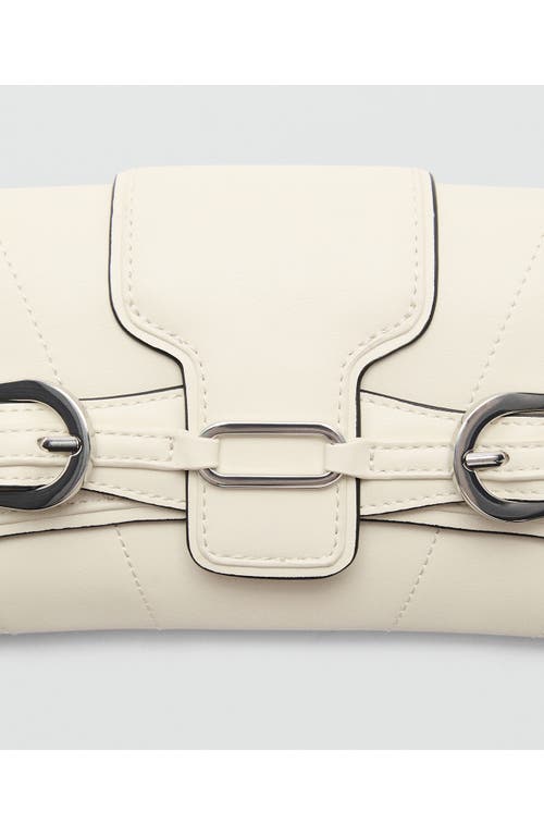 Shop Mango Faux Leather Shoulder Bag In Off White