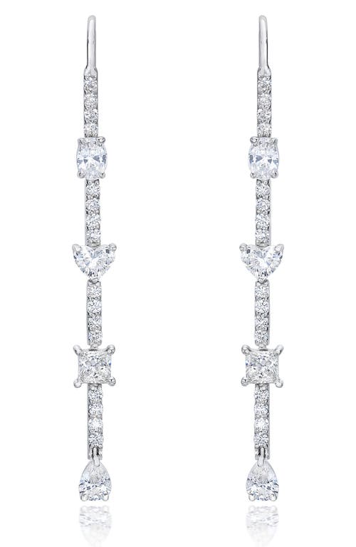 Fancy Cut Diamond Drop Earrings in White Gold/Diamond