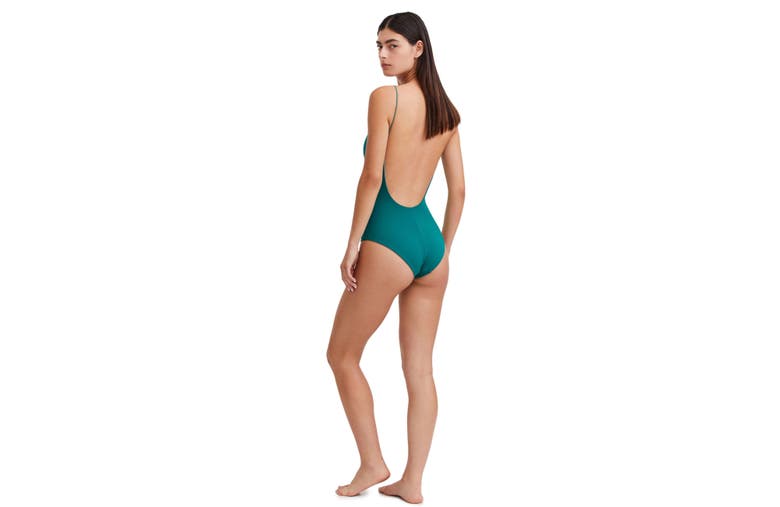 Shop Au Naturel By Gottex Textured Scoop Neck One Piece Swimsuit With U Shape Back In Emerald