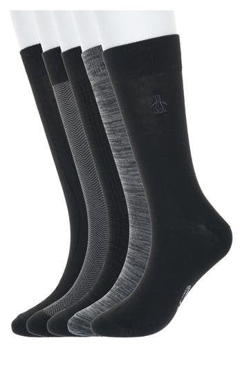 Original Penguin Mixed Texture 5-pack Socks In Black