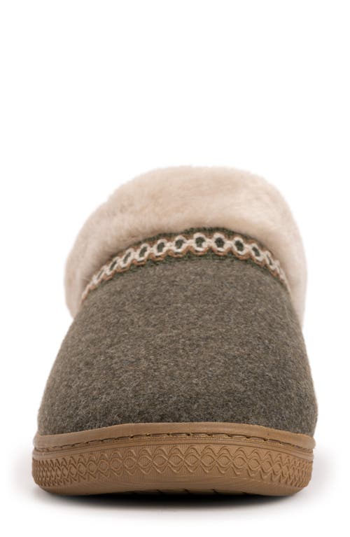 Muk Luks Neira Faux Shearling Slipper In Olive Heather Faux Boiled Wool