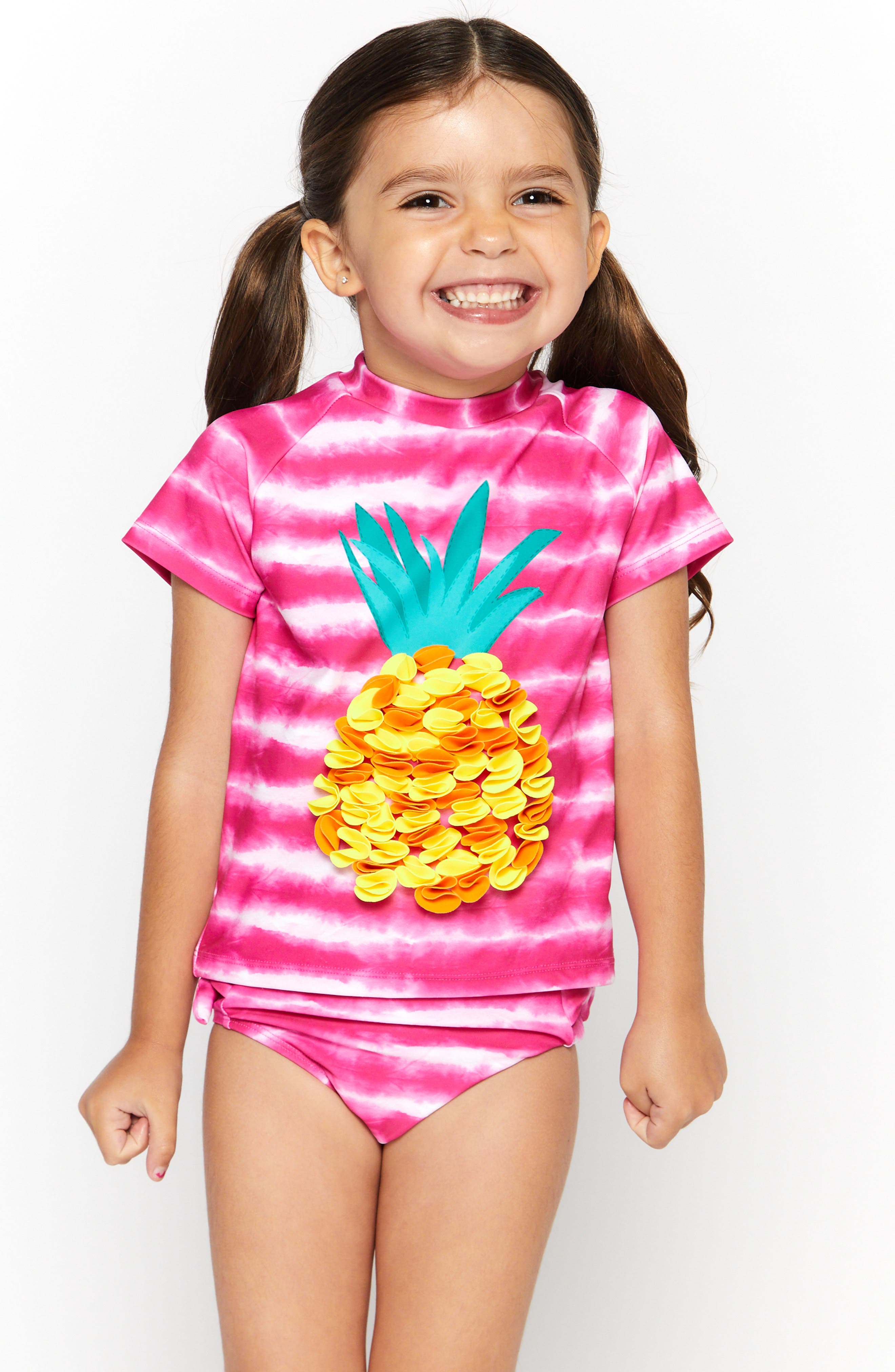 Andy & Evan Kids' Pineapple Stripe TwoPiece Rashguard Swimsuit Nordstrom