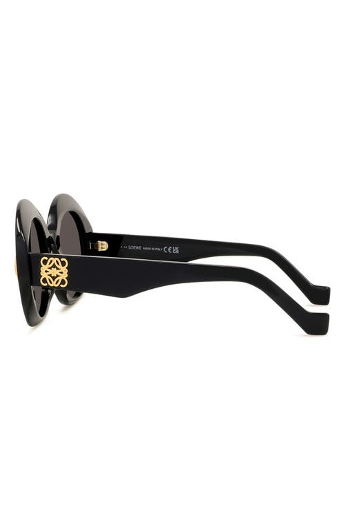 Shop Loewe Anagram 50mm Oval Sunglasses In Shiny Black/smoke