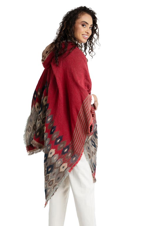 Saachi Hooded Poncho In Red