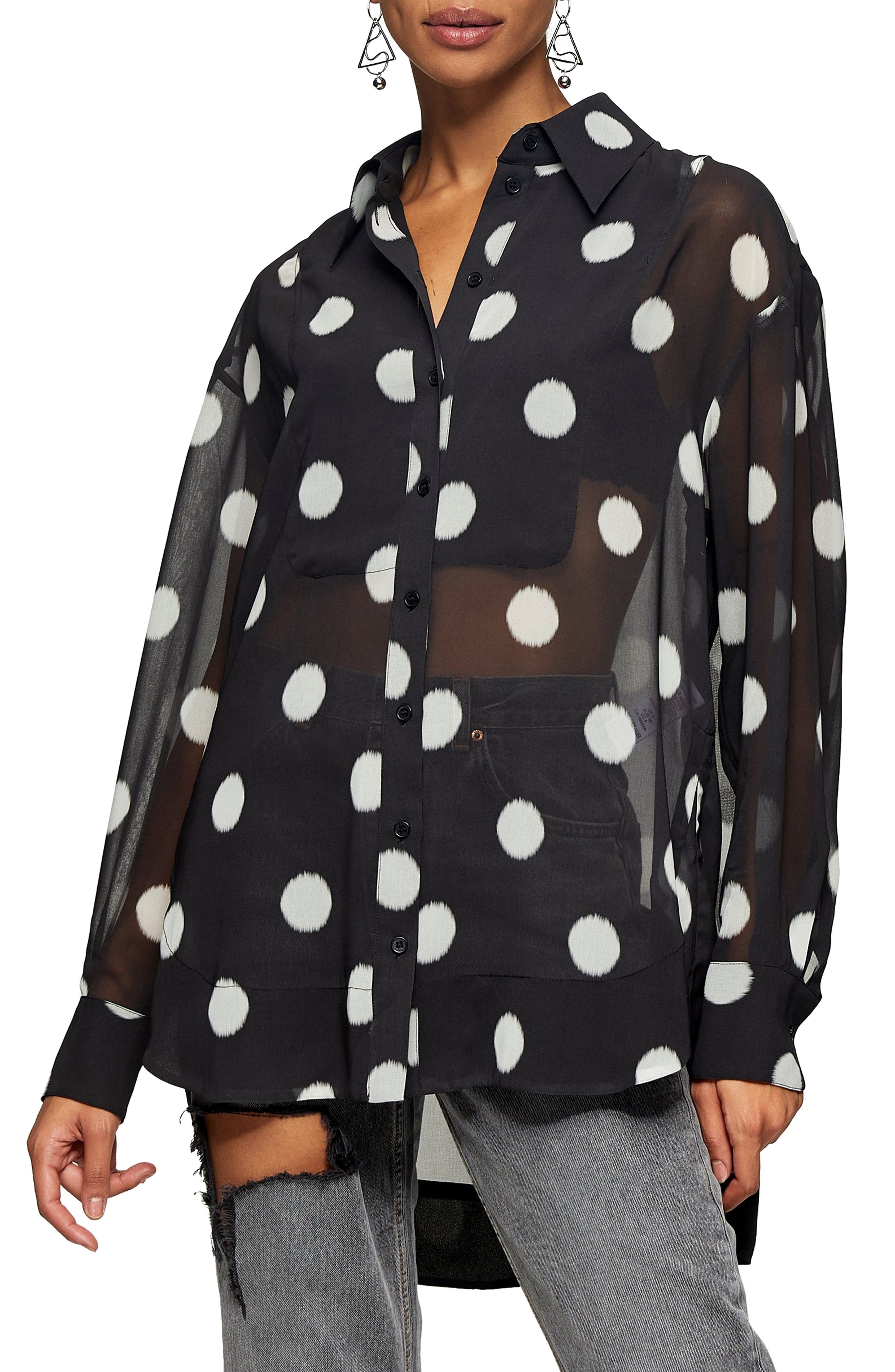 topshop polka dot blouse