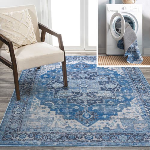 Jonathan Y Maris Medallion Machine Washable Rug In Blue/navy