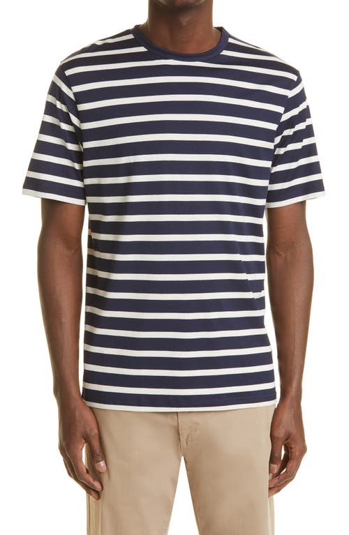 Sunspel Stripe Crewneck T-Shirt Navy/Ecru Breton at Nordstrom,