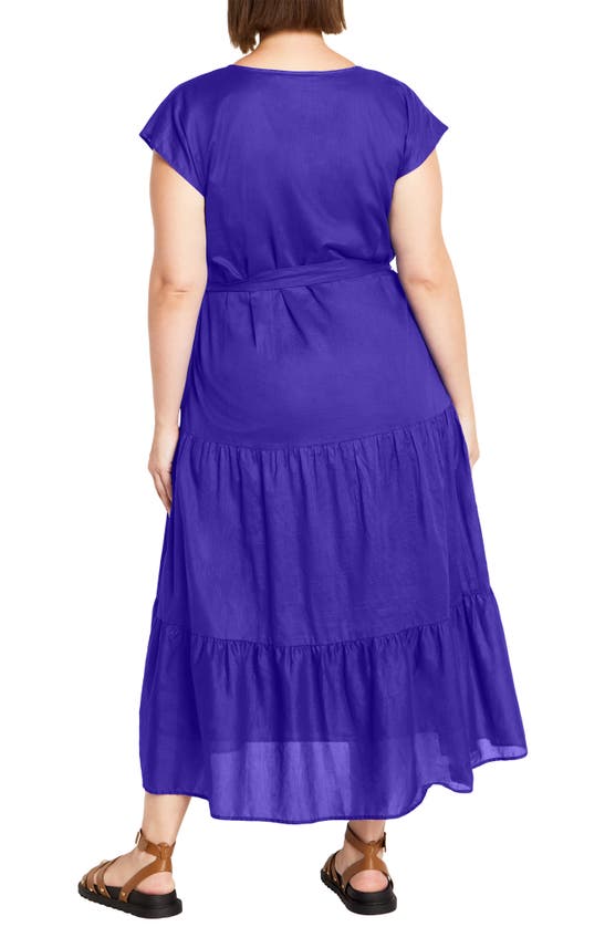 City Chic Kasbah Tiered Cotton Maxi Dress In Royal