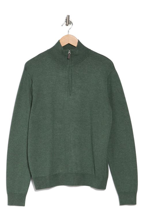 Tom Baine Solid Quarter Zip Pullover In Green