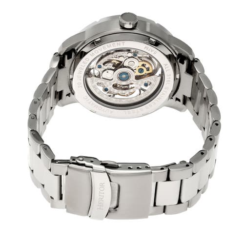 Heritor Automatic Ryder Skeleton Dial Bracelet Watch In Silver/black