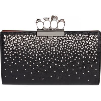 Alexander Mcqueen Studded Knuckle Clasp Leather Clutch - Black