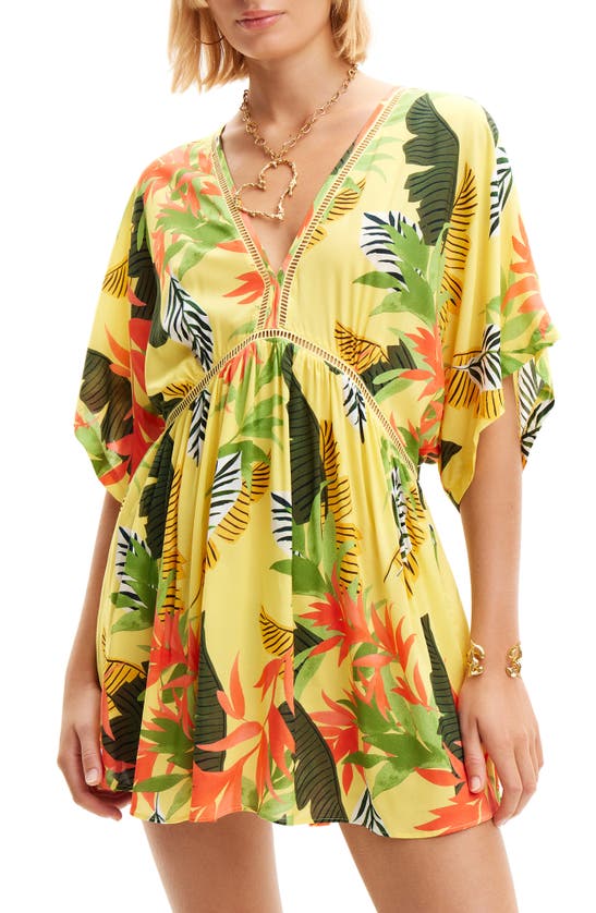 Shop Desigual Tropical Cover-up Tunic In Yellow