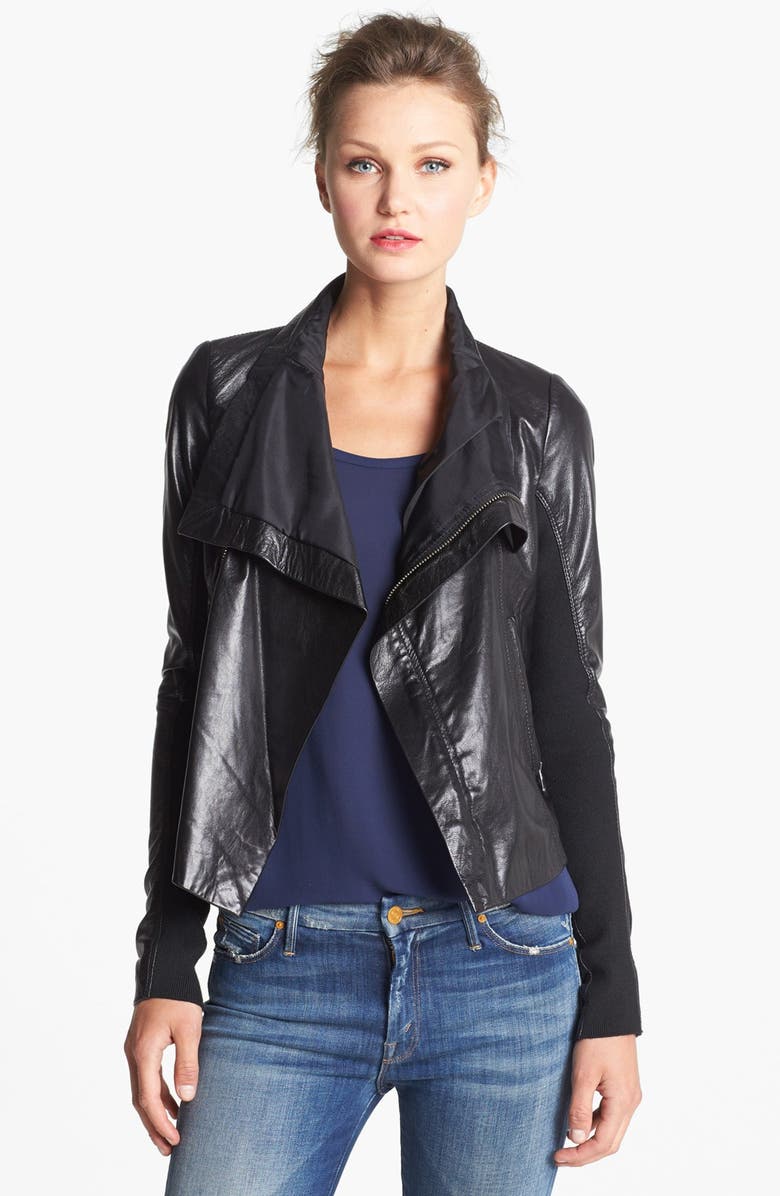 June Drape Front Leather Jacket | Nordstrom