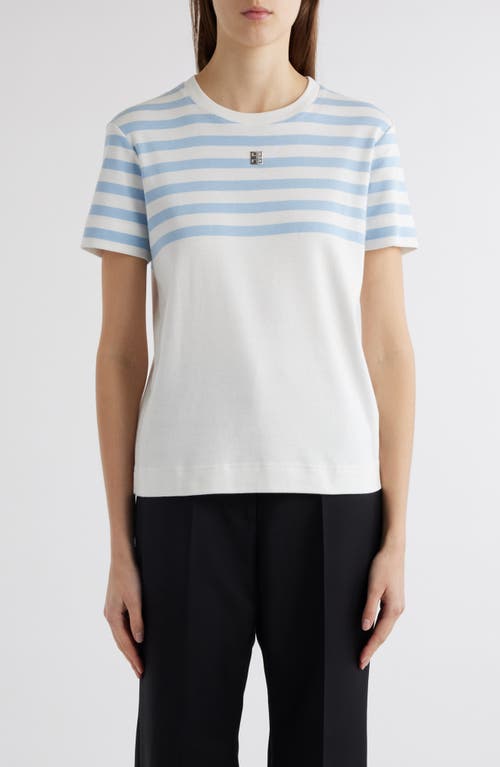 Shop Givenchy Stripe Yoke Slim Fit Cotton T-shirt In White/light Blue