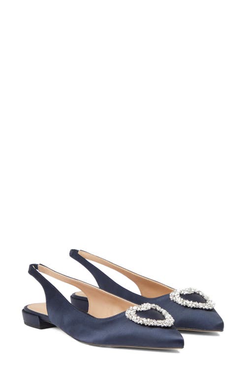 Shop Lk Bennett Luana Pointed Toe Slingback Flat In Navy