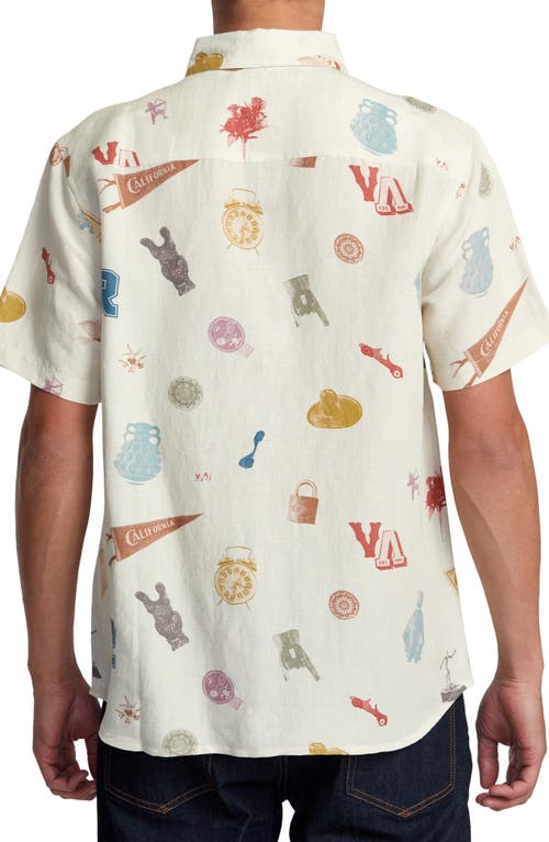 Rvca Artifacts Short Sleeve Linen Blend Button-up Shirt In Natural