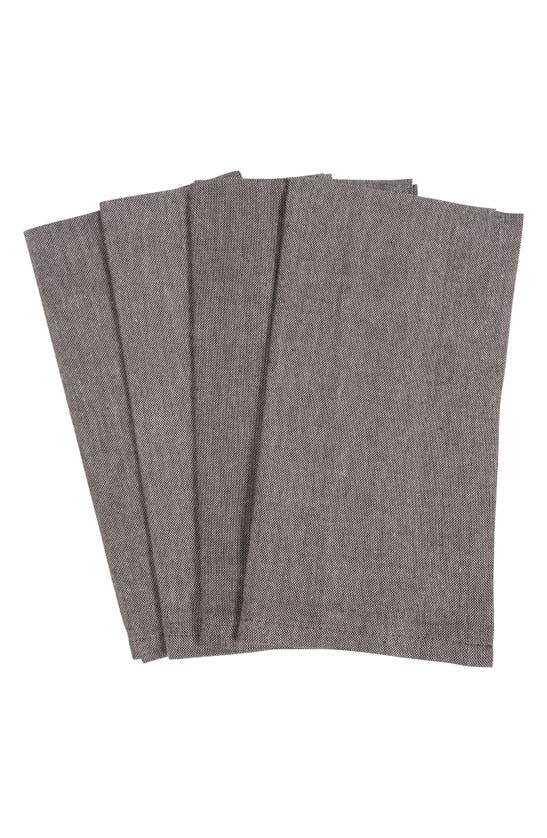 Kaf Home Set Of 4 Cotton Chambray Napkins In Black