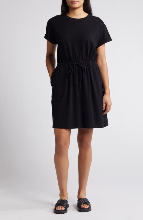 Jersey Mini T-Shirt Dress - Ivory and Black Stripe