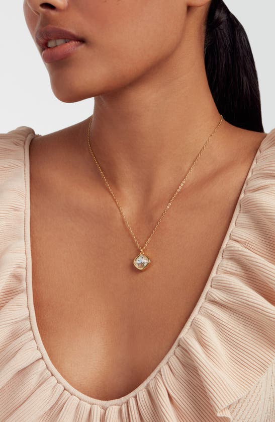 Shop Ted Baker Crastel Round Crystal Pendant Necklace In Gold Tone/ Clear Crystal