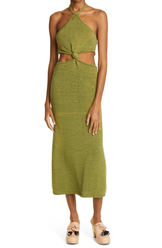 Cult Gaia Cameron Halter Dress In Olive