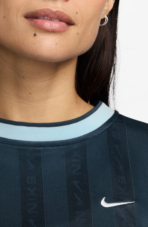 Shop Nike Oversize Jacquard Stripe T-shirt In Armory Navy/glacier/white