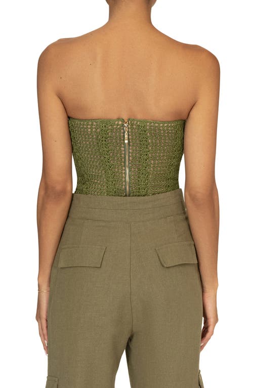 Jluxlabel Want It All Open Stitch Strapless Bustier Top In Green