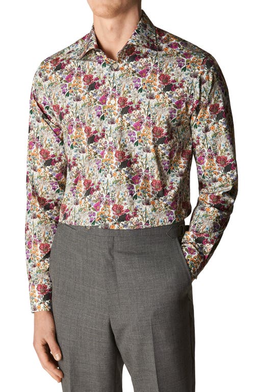 Eton Slim Fit Floral Dress Shirt in Medium Purple