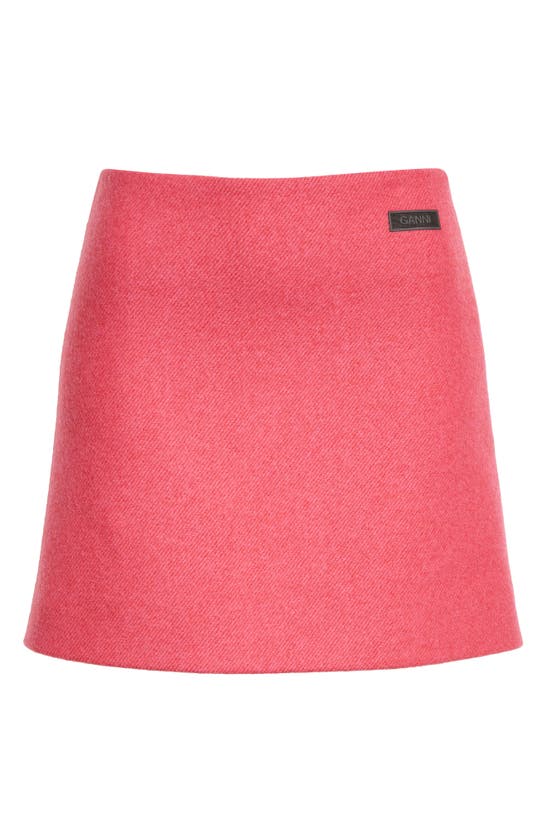 Shop Ganni Twill Wool Blend Miniskirt In Fiery Red
